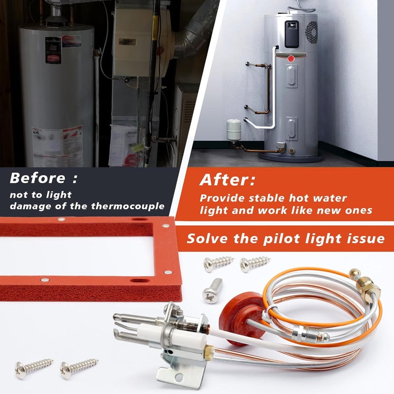 Lisnhlin Upgraded SP20075 SP20305A Pilot Assembly kit, Water Heater Igniter Pilot Assembly for Natural Gas, Compatible with GE, Replacement for Rheem, Replace of GG50T06AVH00 AS39845 22V40PF1 - Image 5